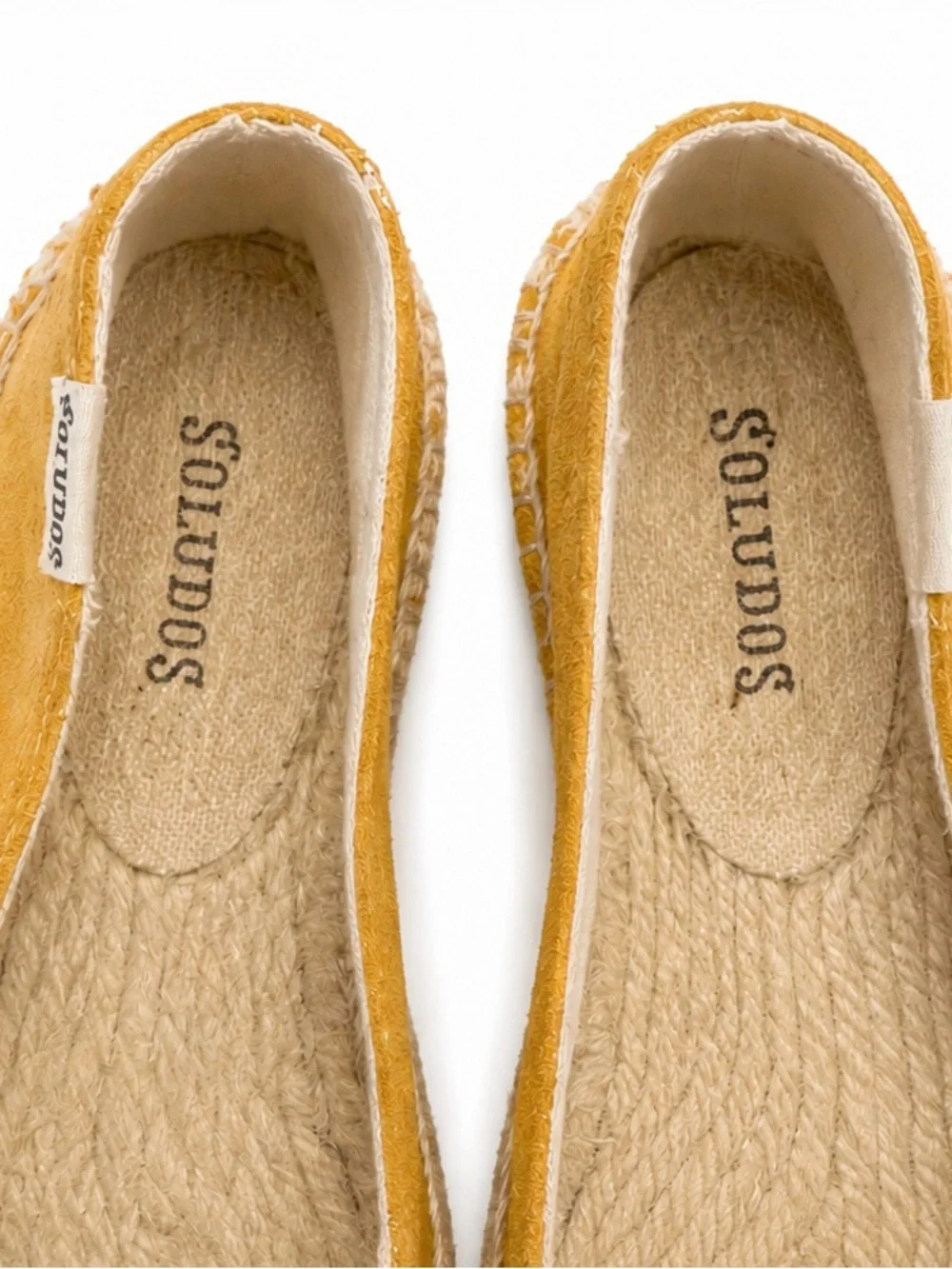 Soludos Suede Espadrille Flats Mustard Yellow Leather Slip On Women’s US 7.5